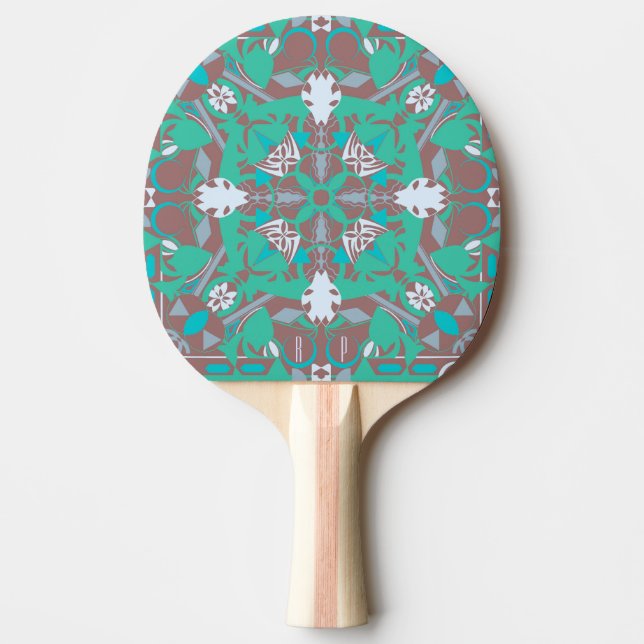 Modernes kaleidoskopisches Muster Ping Pong Paddle Tischtennis Schläger (Vorderseite)
