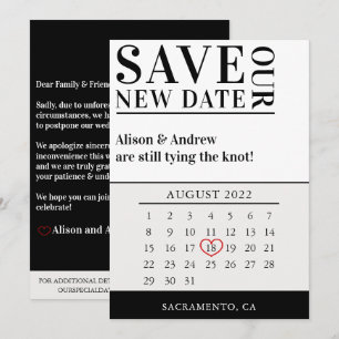 Modernes Kalender für die Vertagung von Schwarzen Save The Date