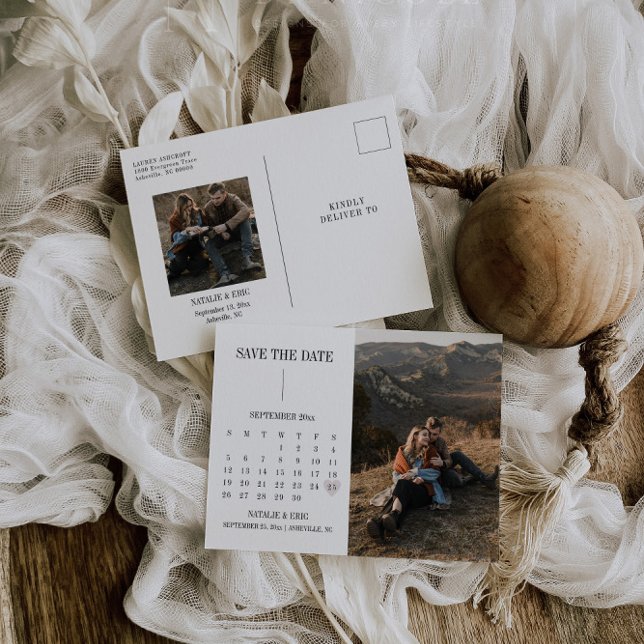 Modernes Kalender Save the Date Foto Postkarte (Von Creator hochgeladen)