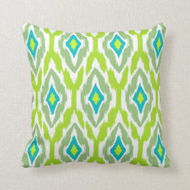 Modernes Kalkgrün aquamarin Ikat Tribal Muster 1a Kissen