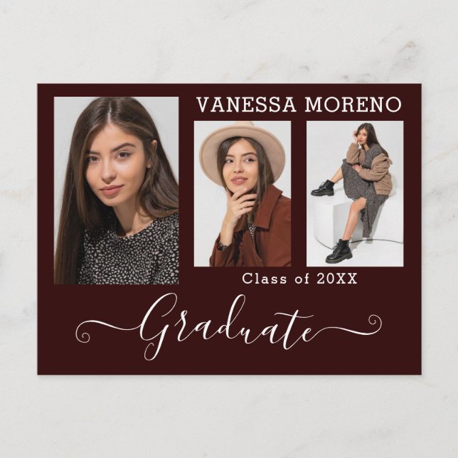 Modernes Kalligrafie Script 3 Foto Brgdy Abschluss Postkarte (Vorderseite)