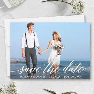 Modernes Kalligrafie-Script-Couple-Foto Save The Date