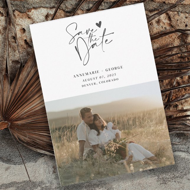 Modernes Kalligrafie-Script-Foto Save The Date (Von Creator hochgeladen)