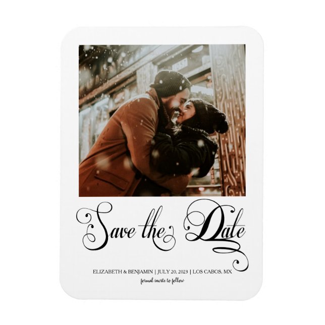 Modernes Kalligrafie-Script-Foto Save the Date Magnet (Vertikal)