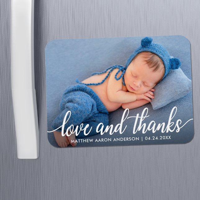 Modernes Kalligrafie-Script Neue Baby-Liebe Dank Magnet (Customize to change your personalized text size or text style.)