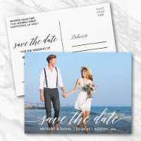 Modernes Kalligrafie-Skript Save the Date Foto