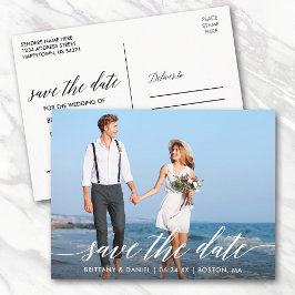Modernes Kalligrafie-Skript Save the Date Foto Postkarte