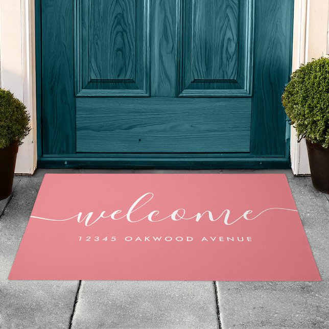 Modernes Kalligrafie-Skript - Welcome Street Adres Fußmatte (Von Creator hochgeladen)