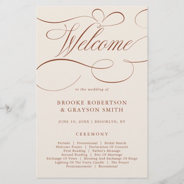 Modernes Kalligrafie Zeitloses Terrakotta-Programm (Vorderseite)