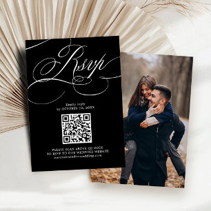 Modernes kalligrafisches Foto mit zeitlosem Black RSVP Karte