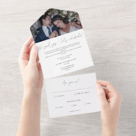 Modernes kalligrafisches Foto nach Hochzeiten All In One Einladung