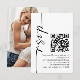 Modernes kalligrafisches Foto QR Code Wedding RSVP Karte