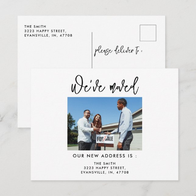 Modernes kalligrafisches Foto - Wir haben eine neu Postkarte (Vorne/Hinten)