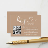 Modernes kalligrafisches Herz Hochzeit QR UAWG Tau
