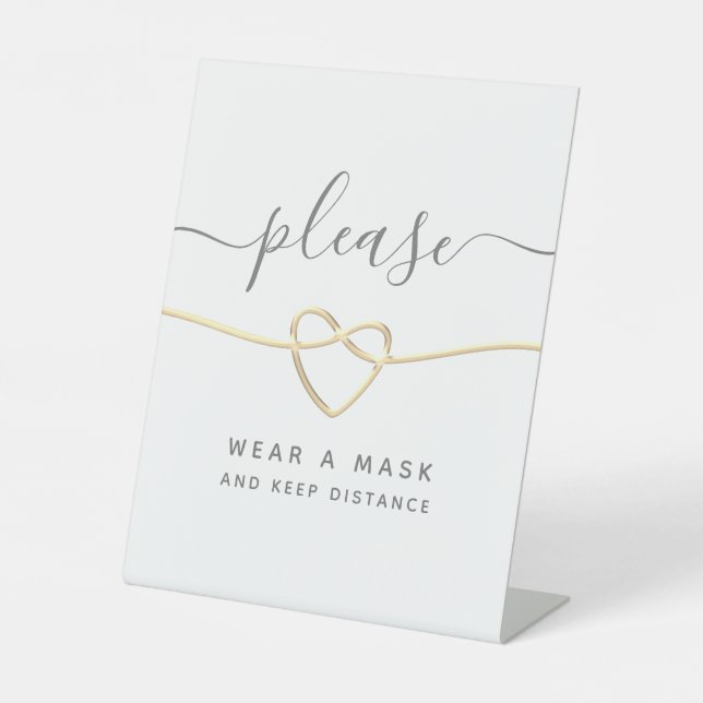 Modernes kalligrafisches Hochzeitshilfszeichen Sockelschild (Vorderseite)