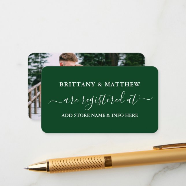 Modernes kalligrafisches Hochzeitsregister Foto Gr Begleitkarte (Vorderseite/Rückseite Beispiel)