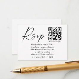 Modernes Kalligrafisches Skript QR Wedding RSVP Begleitkarte