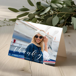 Modernes Kalligraphie Abschluss Foto Danke Karte