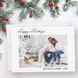 Modernes Kalligraphie-Ink-Script-Couple-Foto Feiertagskarte<br><div class="desc">Moderne Minimalistische Elegance Calligraphy Tinten Handgeschriebene Script Happy Holidays Couple Foto Holiday Card</div>