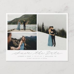 Modernes Kalligraphie Multi-Foto Save the Date