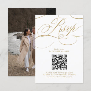 Modernes kalligraphisches Foto mit zeitlosem Gold  RSVP Karte