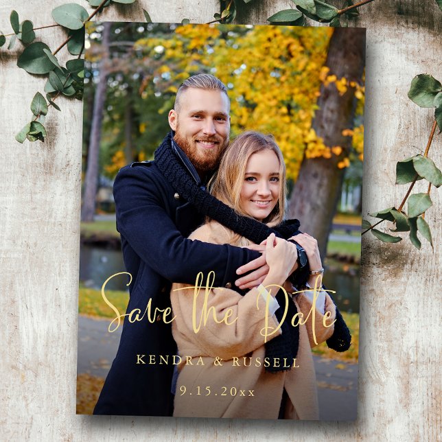 Modernes kalligraphisches Foto Save the Date (Von Creator hochgeladen)