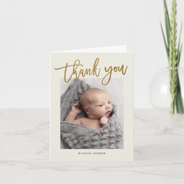 Modernes kalligraphisches Foto vielen Dank Dankeskarte (Vorderseite)