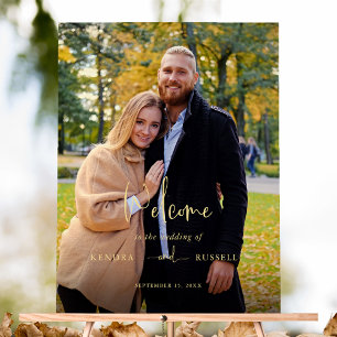 Modernes kalligraphisches Foto Willkommen Acrylschild