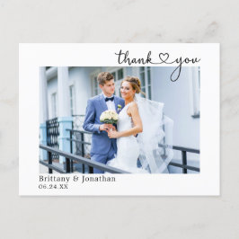 Modernes kalligraphisches Herz Hochzeit Vielen Dan Postkarte