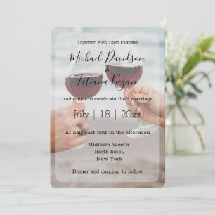 modernes kalligraphisches Hochzeitstag Foto Mitteilungskarte