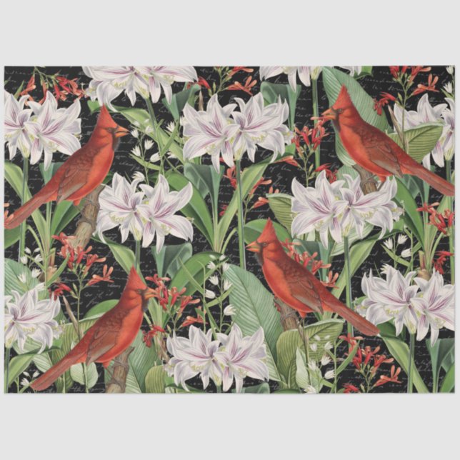 Modernes Kardinal Amaryllis Collage Tissue Paper Seidenpapier (Vorderseite)