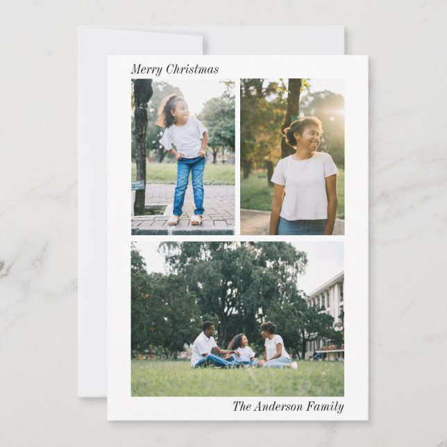 Modernes Kariert | WeihnachtsfotoCollage Feiertagskarte (Vorderseite)