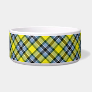 Modernes Kariertes Blaues und Gelbes Tartan-Muster Napf