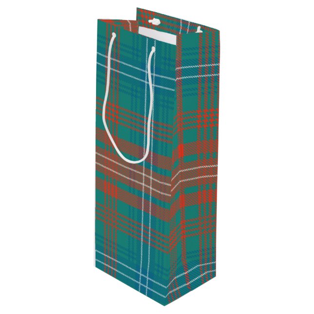 Modernes Kariertes Clan Wilson Party Tartan Geschenktüte Für Weinflaschen (Vorderseite Schrägansicht)