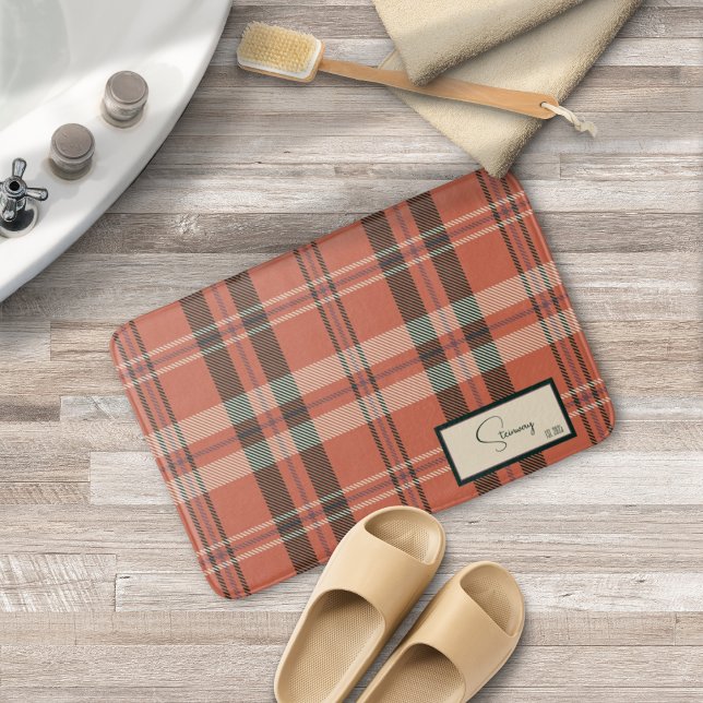 Modernes Kariertes Korallenbad Badematte (Von Creator hochgeladen)