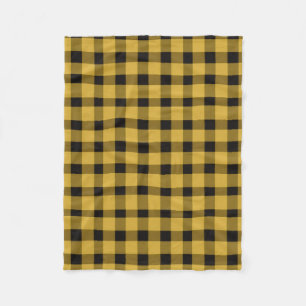 Modernes Kariertes Muster aus Gold und Schwarz Fleecedecke