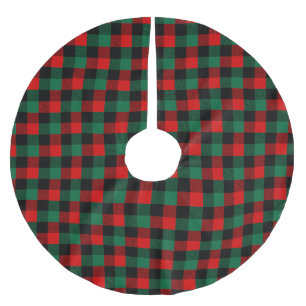 Modernes Kariertes Red Green Christmas Buffalo-Mus Polyester Weihnachtsbaumdecke
