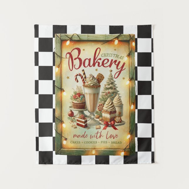 Modernes, kariertes Rustikales Weihnachtsgebäck Wandteppich (Vorderseite)