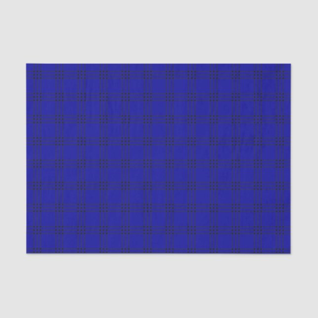 Modernes Kariertes Schwarz-Blau-Gewebe Seidenpapier (Vorderseite)