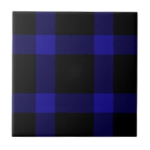 Modernes Kariertes Schwarz-Blau-Tartan-Muster