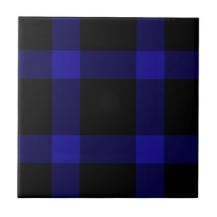 Modernes Kariertes Schwarz-Blau-Tartan-Muster Fliese