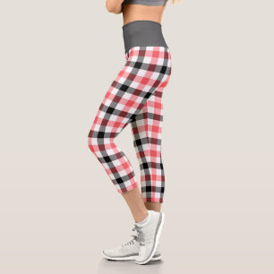 Modernes Kariertes Tartan-Muster Capri Leggings