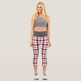 Modernes Kariertes Tartan-Muster Capri Leggings