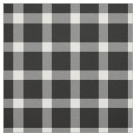 Modernes Kariertes Tartan-Muster in Schwarz und We Stoff