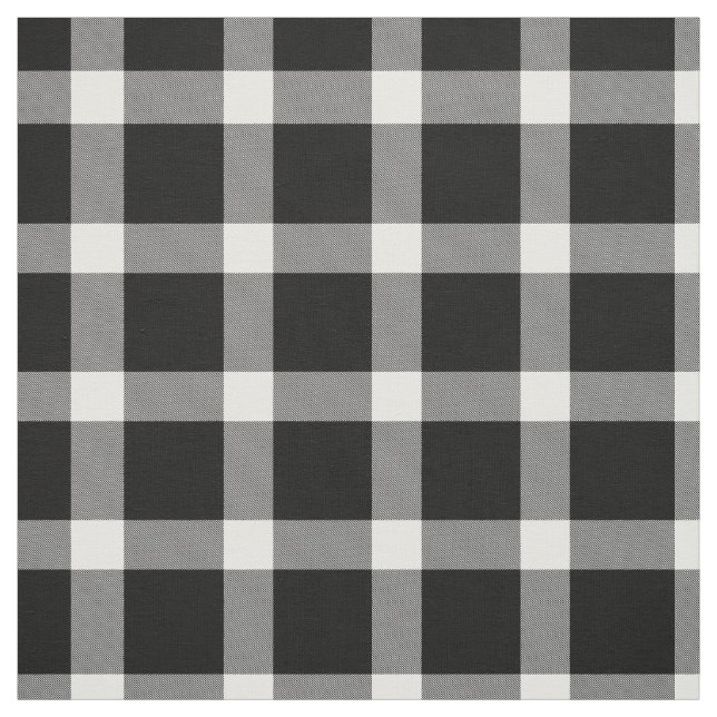 Modernes Kariertes Tartan-Muster in Schwarz und We Stoff (Muster)