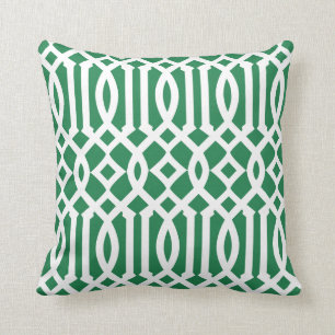 Modernes Kelly Green und White Trellis Muster Kissen