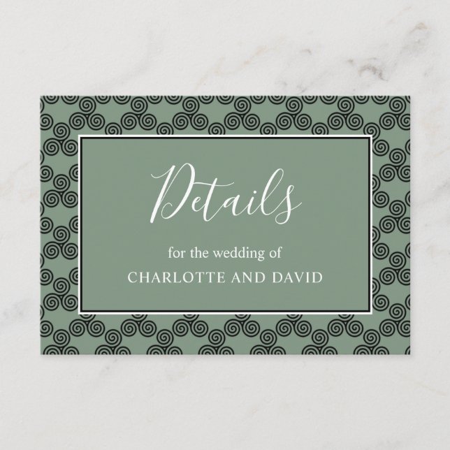 Modernes keltisches Knot Irish Wedding Detail Begleitkarte (Vorderseite)