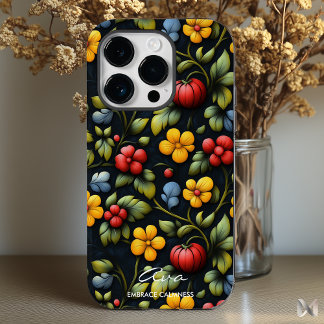 Modernes Khokhloma Floral Muster in fett Farben Case-Mate iPhone 14 Pro Hülle