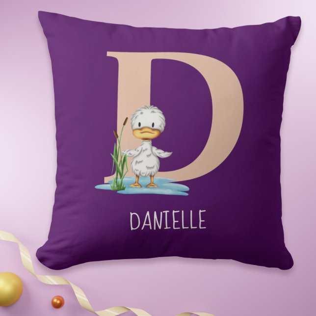 Modernes Kinderzimmer für Mit Monogramm Entenkinde Kissen (Modern Monogrammed Duck Children Nursery Throw Pillow)
