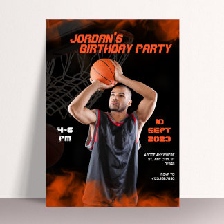 Modernes kinematisches Basketball sportliches Foto Einladung